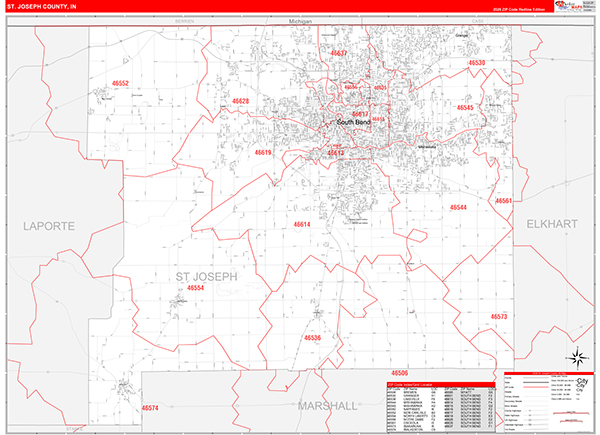 St. Joseph County, IN Zip Code Map